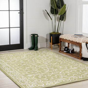Charleston Vintage Filigree Textured Weave Indoor/outdoor Area Rug